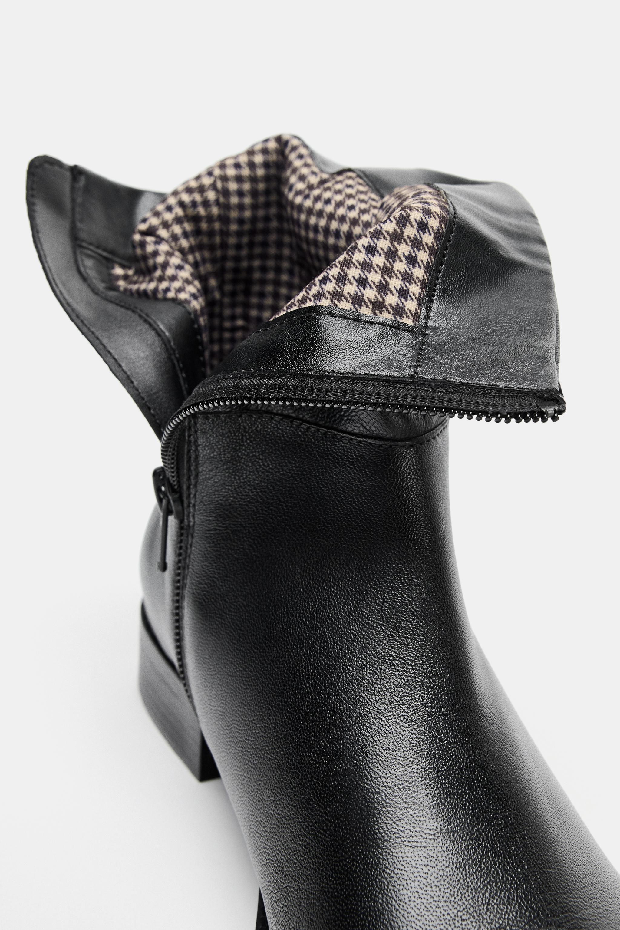 LOW HEELED LEATHER ANKLE BOOTS